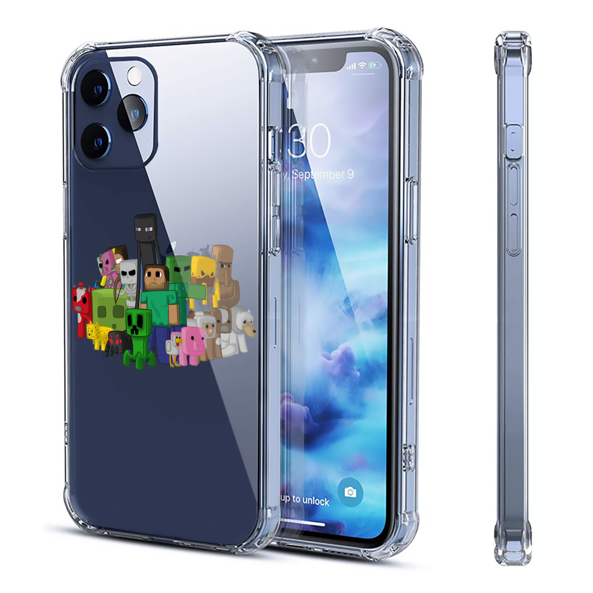 （画像用） マインクラフト ブロックの世界 Minecraft MC Block world 【iPhone 12シリーズ対応】透明スマホケース（クリアソフトケース）